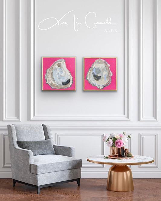Two Daring Charleston Oyster Paintings: Audacious Rose Oysters I & II